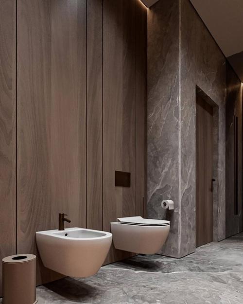 Интерьер ванной комнаты в просторной квартире. 03