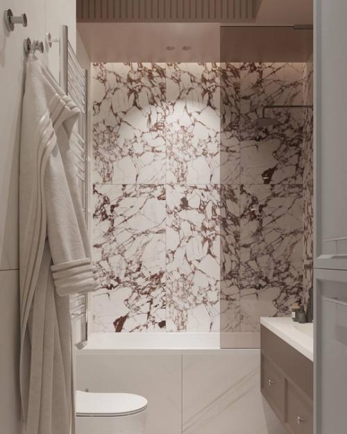 Нежный светлый интерьер ванной комнаты. 03