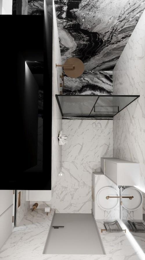 Монохромный или синий вариант интерьера ванной комнаты? 02