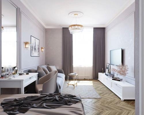 Нежный дизайн однокомнатной квартиры, площадью 40 кв. 01