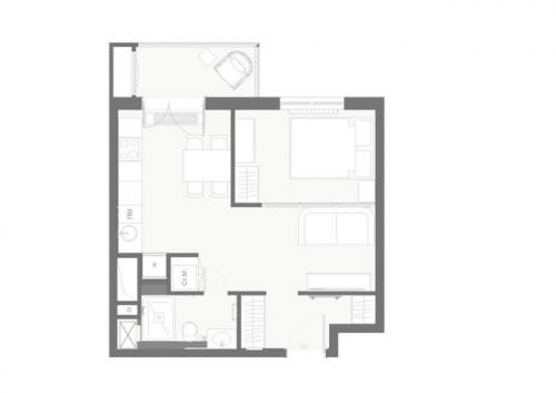 Продуманная однушка, в которой поместились кухня, гостиная и спальня. 09