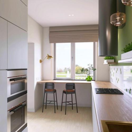 Дизайн - проект загородного дома с зелеными акцентами и бохо мотивами. 01