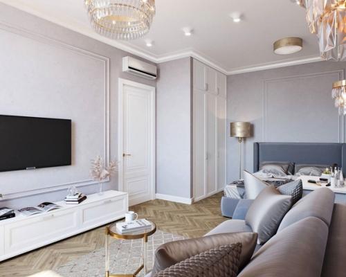 Нежный дизайн однокомнатной квартиры, площадью 40 кв. 02