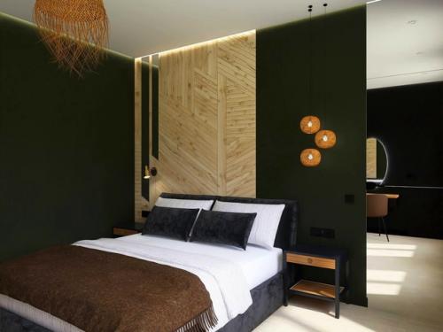 Дизайн - проект загородного дома с зелеными акцентами и бохо мотивами. 04