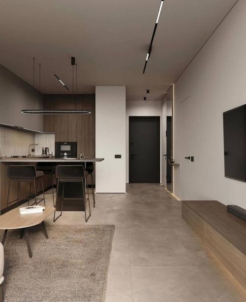 Интерьер квартиры в современном стиле в светлых тонах. 03