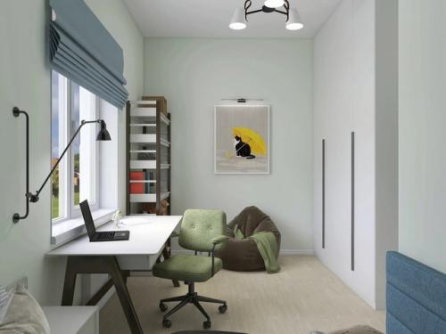 Дизайн - проект загородного дома с зелеными акцентами и бохо мотивами. 07