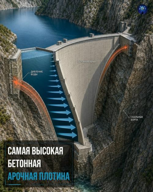 Цзиньпин - 1 в Китае - самая высокая бетонная арочная плотина мира: 305 м от основания до гребня.  