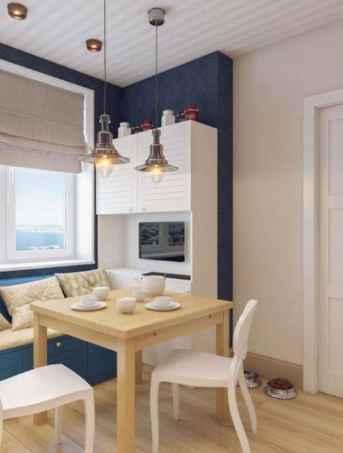 Планировка маленькой кухни с диваном. 05