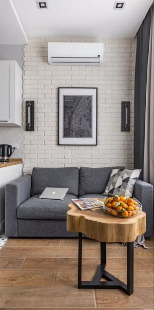 Планировка маленькой кухни с диваном. 02