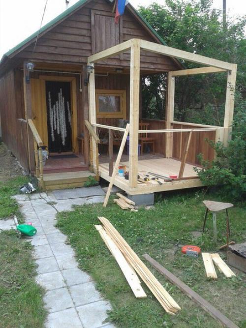 Веранда к бане своими руками. 02